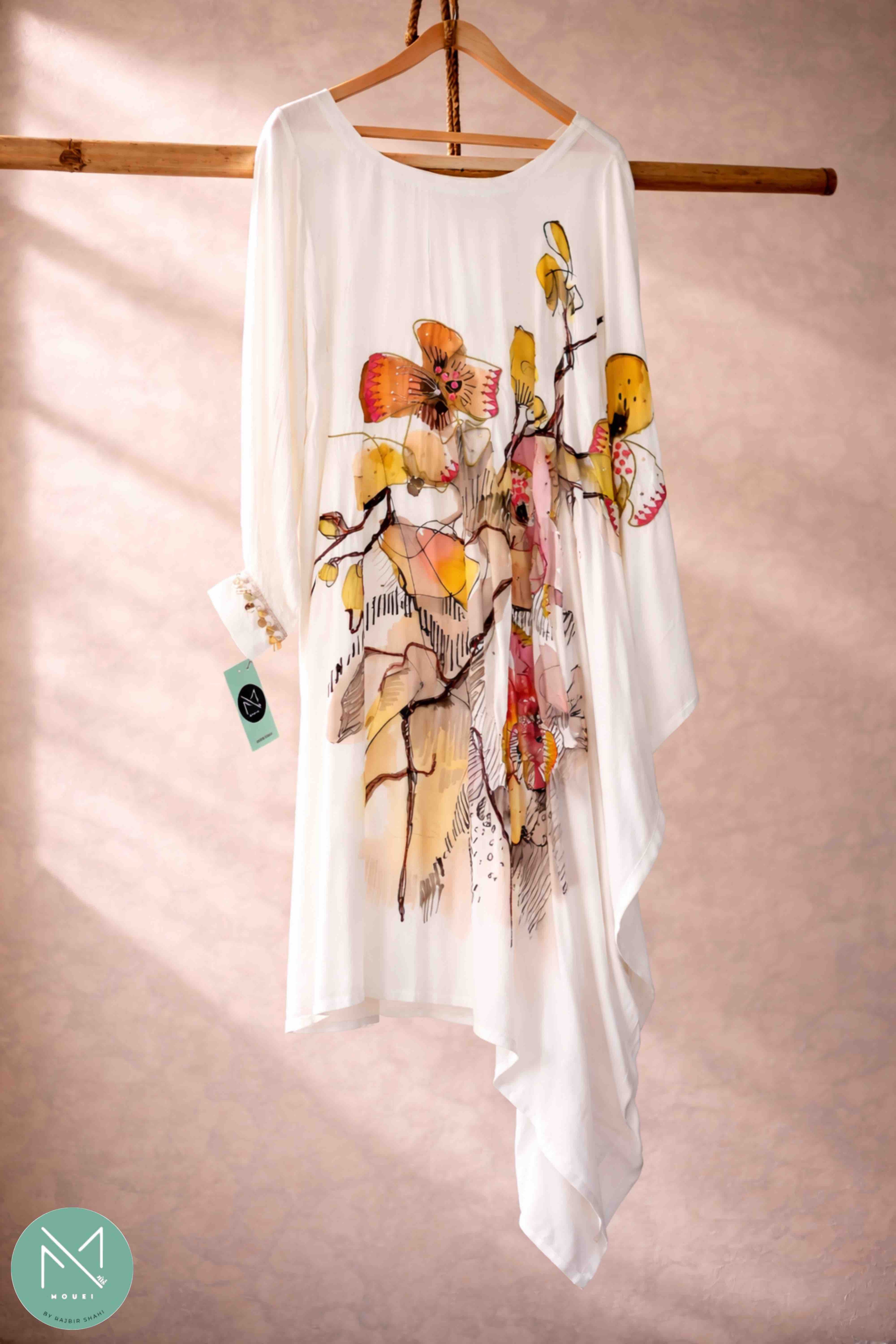 Ivory Bloom Drape Dress